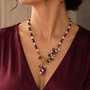 SET~BURGUNDY ELEGANCE~jad fațetat,perle de cultură,hematit electroplacat,accesorii placate cu aur,inox