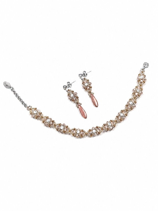 Set brățară și cercei nude-champagne