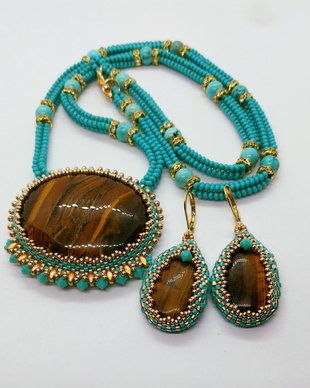 Set cu cuart "ochi-de-tigru"