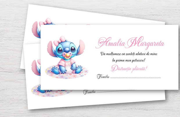 Plicuri bani botez fetițe Stitch