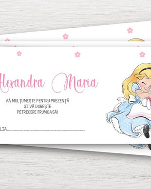 Plicuri Bani Botez Fetițe  Alice în Țara Minunilor