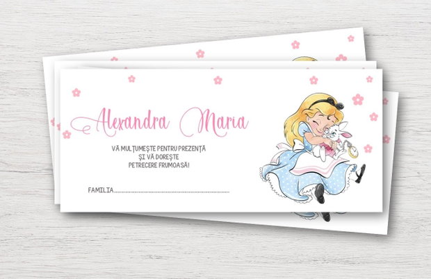 Plicuri Bani Botez Fetițe  Alice în Țara Minunilor