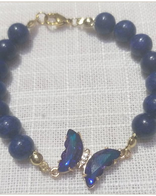BRATARA- LAPIS-LAZULI- FLUTURAS