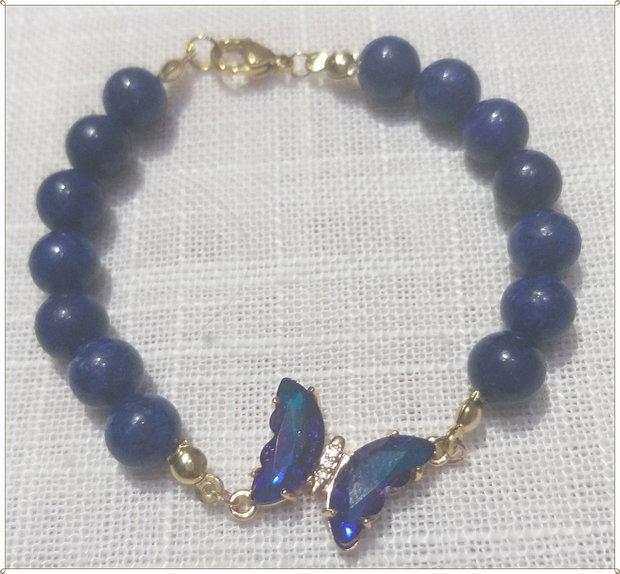 BRATARA- LAPIS-LAZULI- FLUTURAS