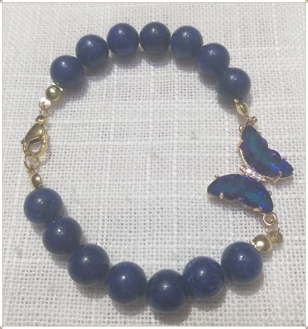 BRATARA- LAPIS-LAZULI- FLUTURAS