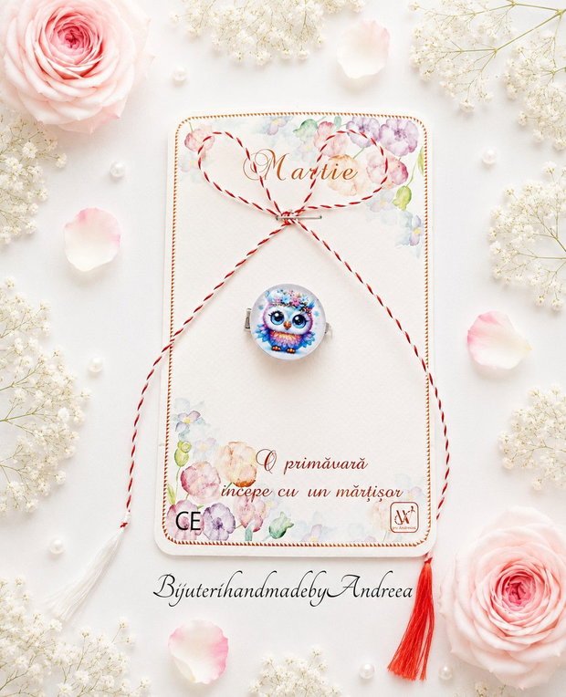 Brosa martisor bufnita vesela