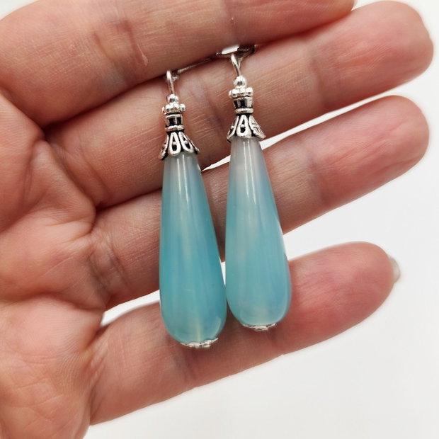 Cercei cu agate si accesorii argintii, 4686