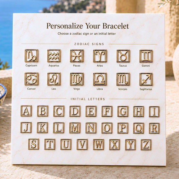 Bratara Miyuki Personalizata cu Initiala sau Semn Zodiacal
