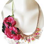 colier floral magenta auriu