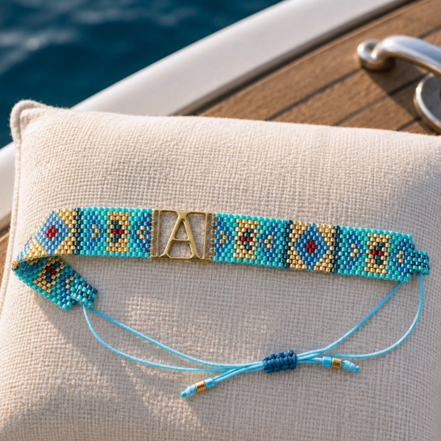 Bratara Miyuki Delica Personalizata cu Initiala sau Semn Zodiacal