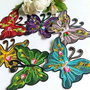 N0001 (6buc) Aplicatie broderie, termoadeziv, fluturi multicolori, 7.2x9cm