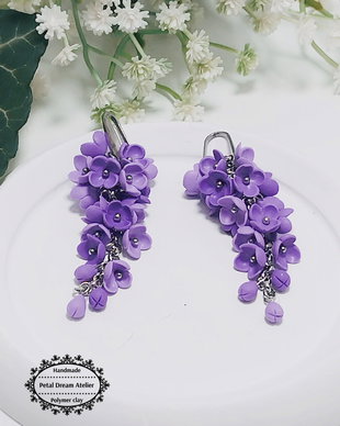 Cercei lungi cu flori de liliac