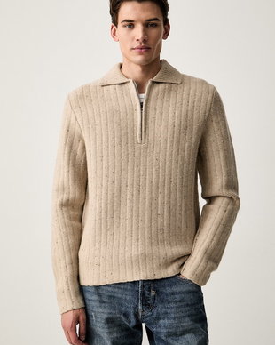 G-Star pulover pentru bărbați cu amestec de lână Polo collar half zip