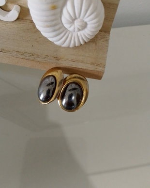 Cercei cu clips cu pietre de hematit vintage