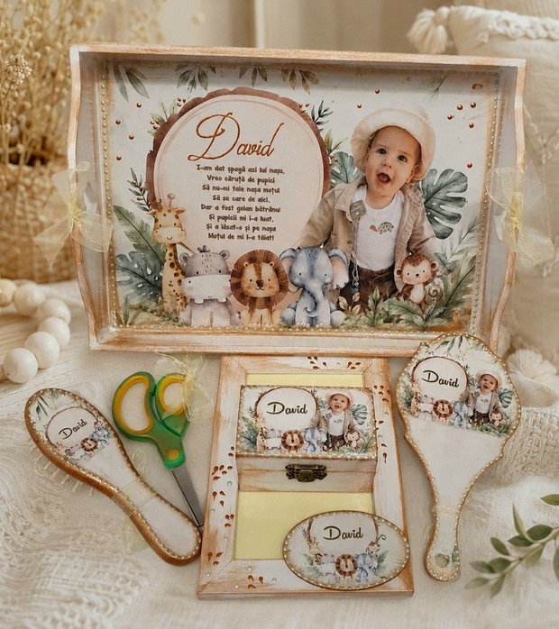 Set personalizat pentru taierea motului / tema Safari cu poza