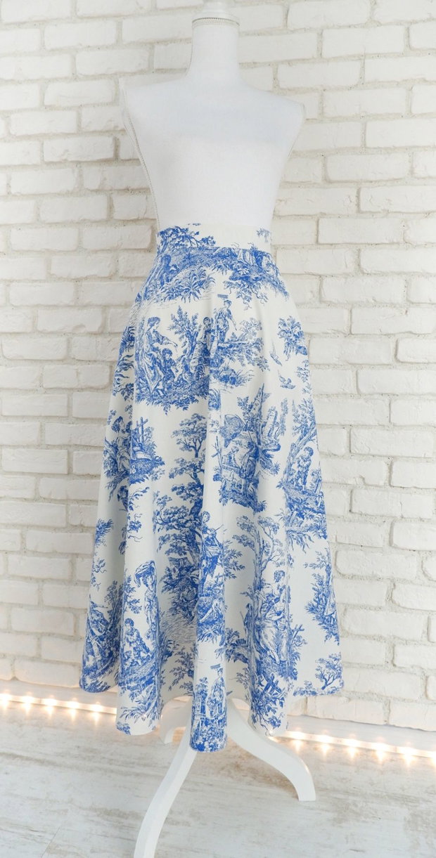 Fusta Clos Imprimeu Frantuzesc Toile de Jouy