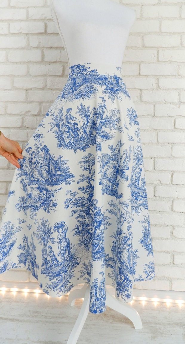 Fusta Clos Imprimeu Frantuzesc Toile de Jouy