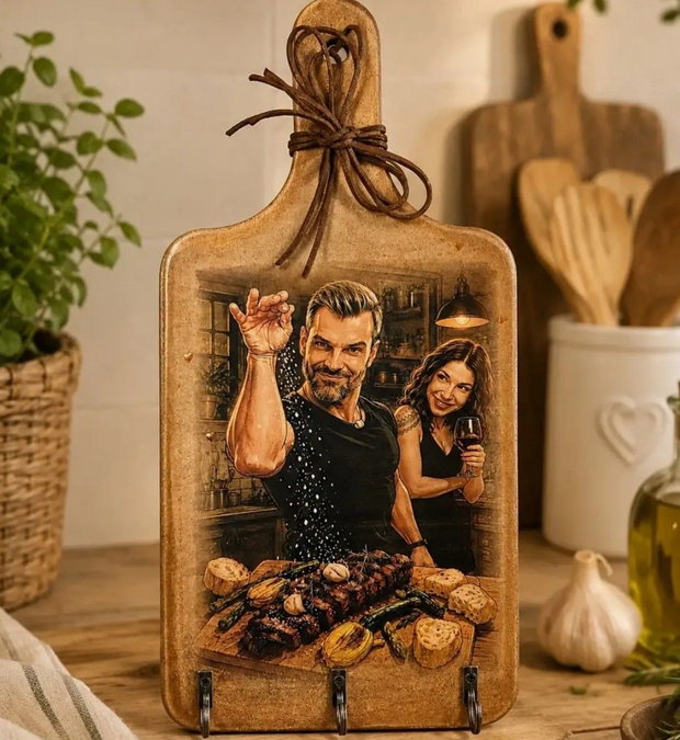 Cuier pentru bucătărie personalizat | Cadou cu fotografie pentru sot, iubit