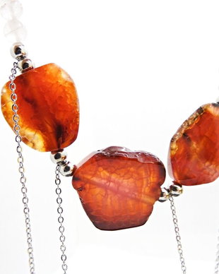 Colier handmade unicat - agate si cuart (cod1186)
