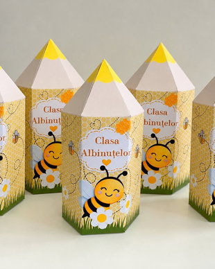 Cadou pentru școlari Cutie tip creion personalizată pentru clasa Albinuțelor