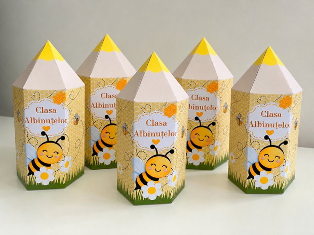 Cadou pentru școlari Cutie tip creion personalizată pentru clasa Albinuțelor