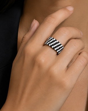 Inel Miyuki Black Stripes