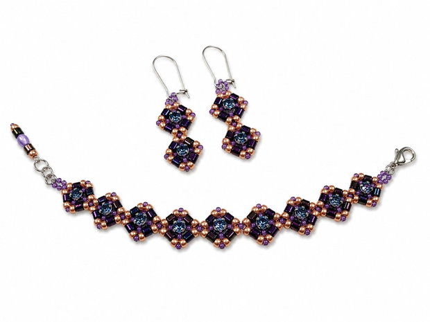 Set handmade  Brățară și cercei cu cristale Swarovski