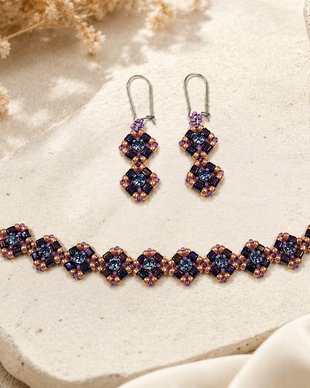 Set handmade  Brățară și cercei cu cristale Swarovski