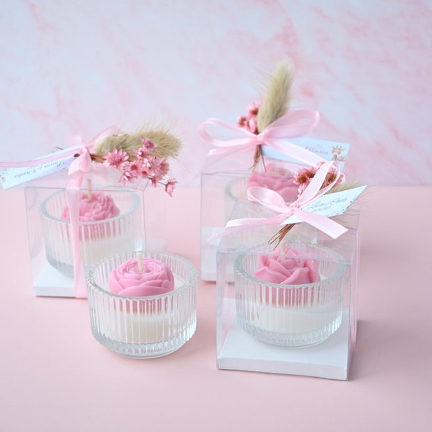 Mărturie de nuntă lumânare florală - Kandor Special Gifts