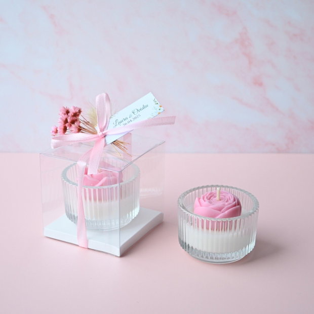 Mărturie de nuntă lumânare florală - Kandor Special Gifts