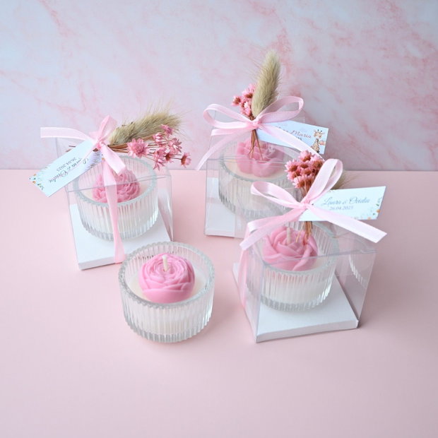 Mărturie de nuntă lumânare florală - Kandor Special Gifts