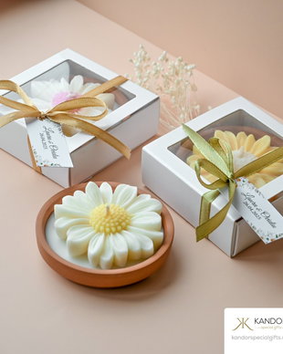 Mărturie de nuntă lumânare margaretă - Kandor Special Gifts