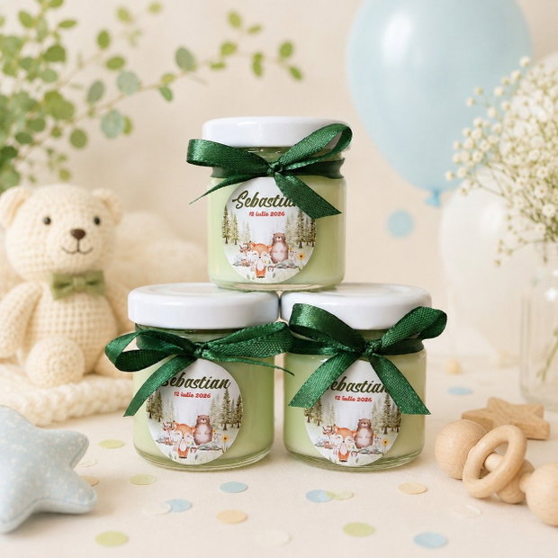 Mărturie botez lumânare Woodland Animals - Kandor Special Gifts