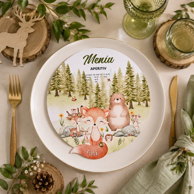 Meniu Woodland Animals cu Place Card
