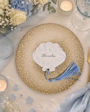 Place Card Blue Pearl