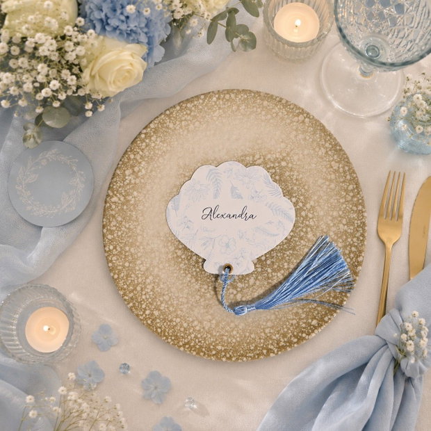 Place Card Blue Pearl