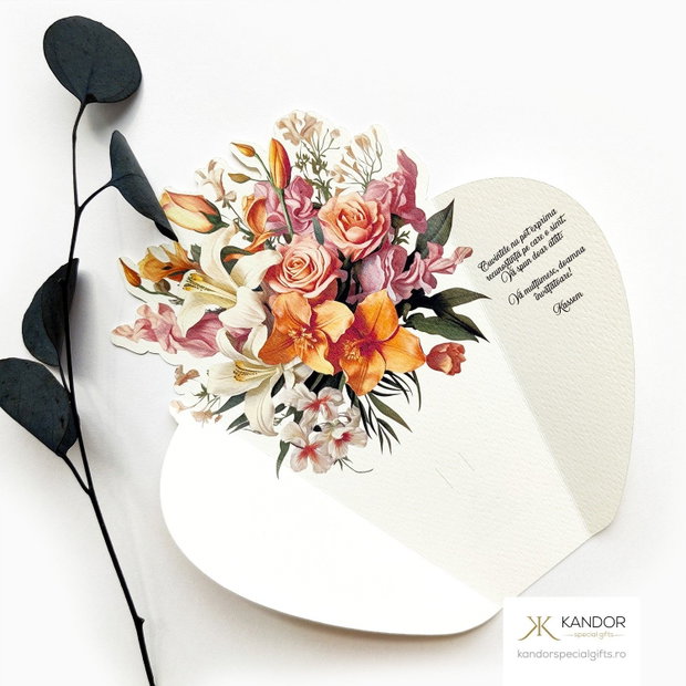 Felicitare model floral printat - Kandor Special Gifts