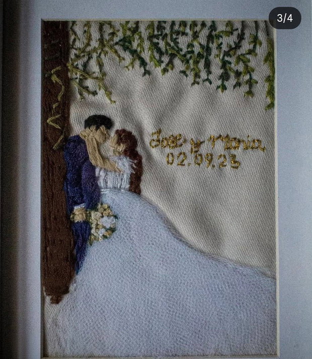 Tablou nuntă personalizat după fotografie | Cadou pentru miri | Broderie handmade | Cadou nunta | Cadou aniversare cuplu