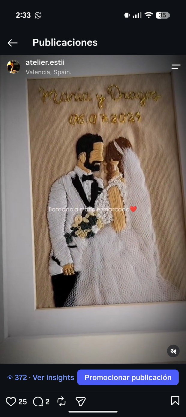 Tablou nuntă personalizat după fotografie | Cadou pentru miri | Broderie handmade | Cadou nunta | Cadou aniversare cuplu