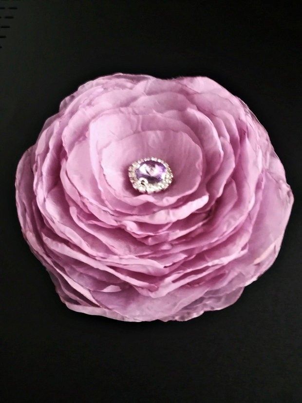 brosa floare lila cu cristale 12,5  cm