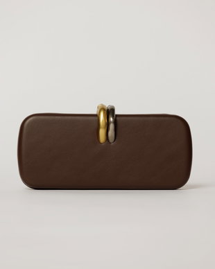 Clutch elegant maro inchis cu inchidere metalica dubla