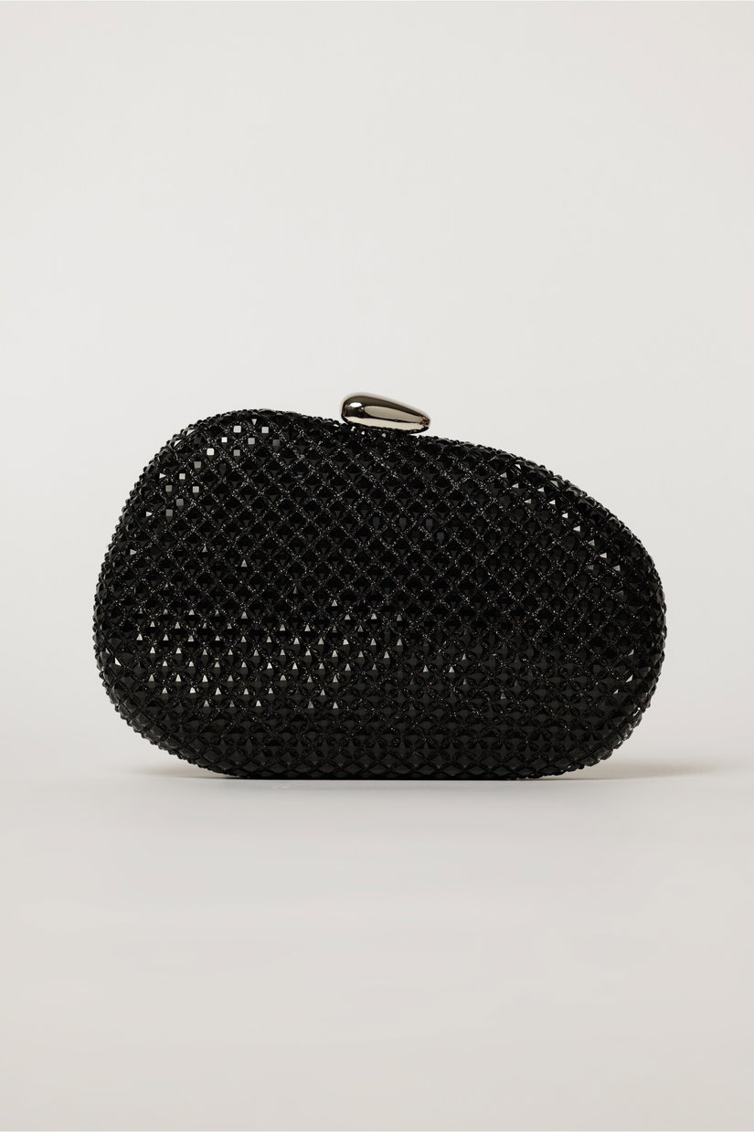 Clutch elegant negru cu cristale stralucitoare