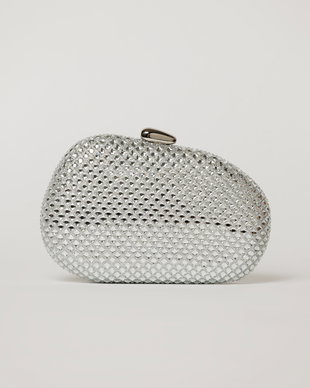 Clutch elegant argintiu cu cristale stralucitoare