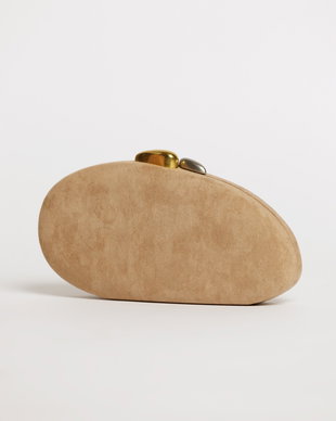 Clutch oval bej din material catifelat
