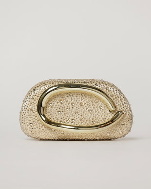 Clutch auriu cu design modern stralucitor si maner metalic