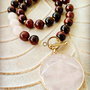 Colier vintage ochi de taur & cuart roz