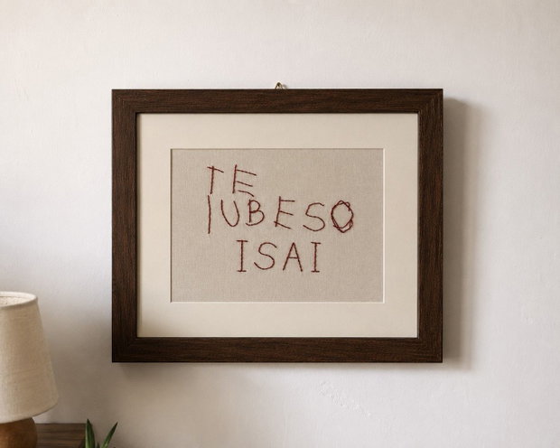 Cadou personalizat cu scrisoare sau mesaj scris de mână | Broderie manuală înrămată