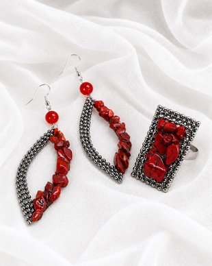 Set bijuterii- Coral rosu 02327