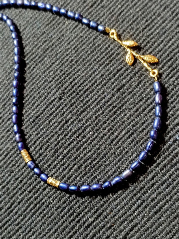 Colier vermeil perle naturale de cultura conector ramura argint placat cu aur minimalist asimetric boho chic trendy