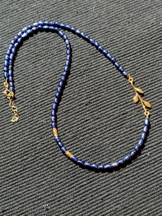 Colier vermeil perle naturale de cultura conector ramura argint placat cu aur minimalist asimetric boho chic trendy